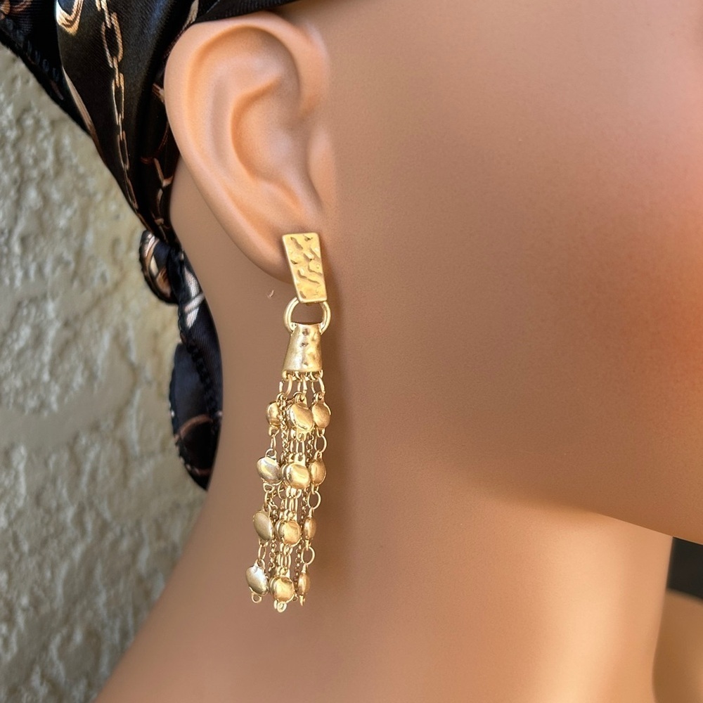 Dazzling Gold Long Tassel Earrings